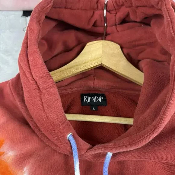 Ripndip Tie-Dye Hoodie Multicolor Streetwear Pullover Graphic Logo Men Sz L Y2K - Picture 3 of 9